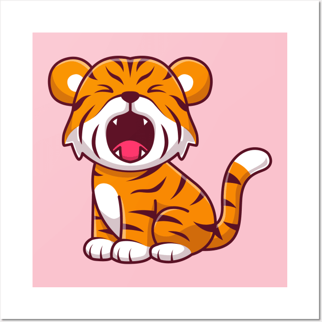 Cute Tiger Roaring Cartoon Wall Art by Catalyst Labs